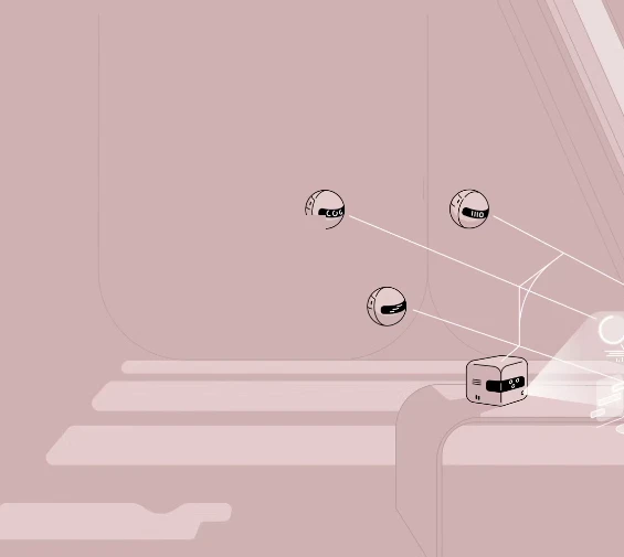 Floating AI bots and holographic console